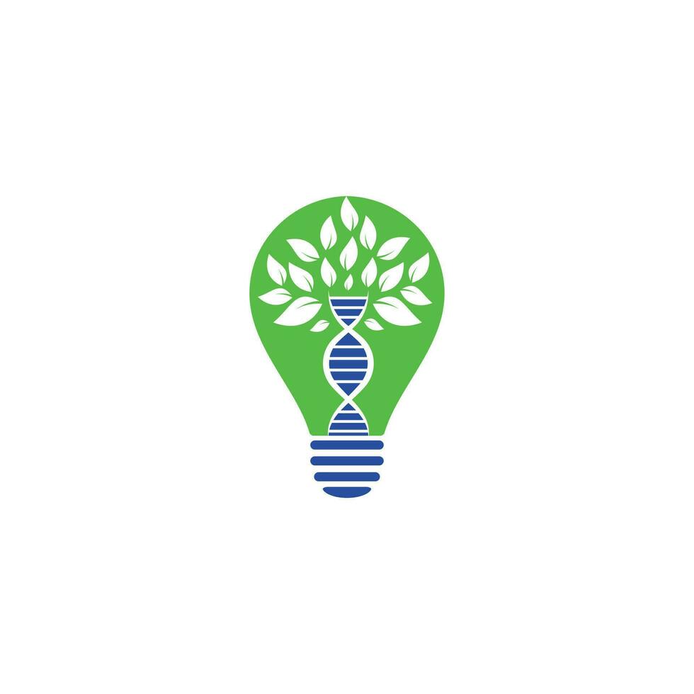 design de logotipo de vetor de conceito de forma de bulbo de árvore de DNA. ícone genético de dna. dna com design de logotipo de vetor de folhas verdes.