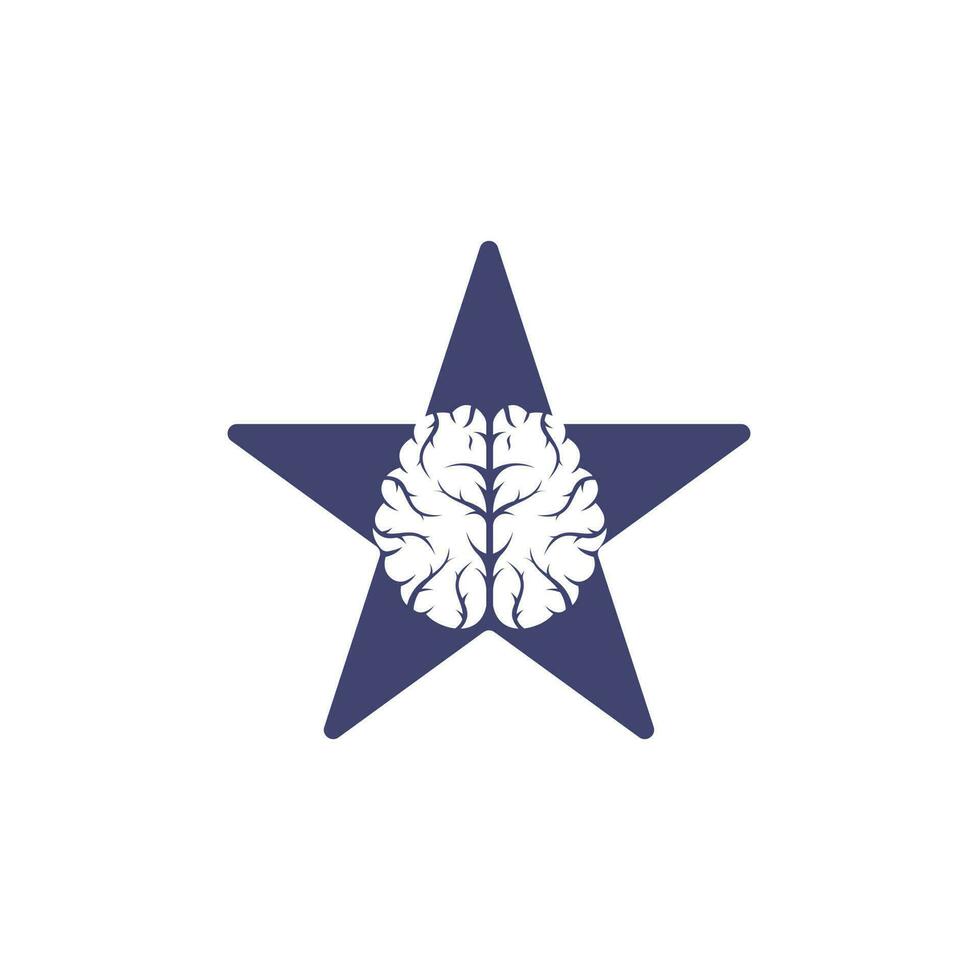 design de logotipo de conceito de forma de estrela cerebral. ícone do logotipo do cérebro do pensamento do poder do brainstorm vetor