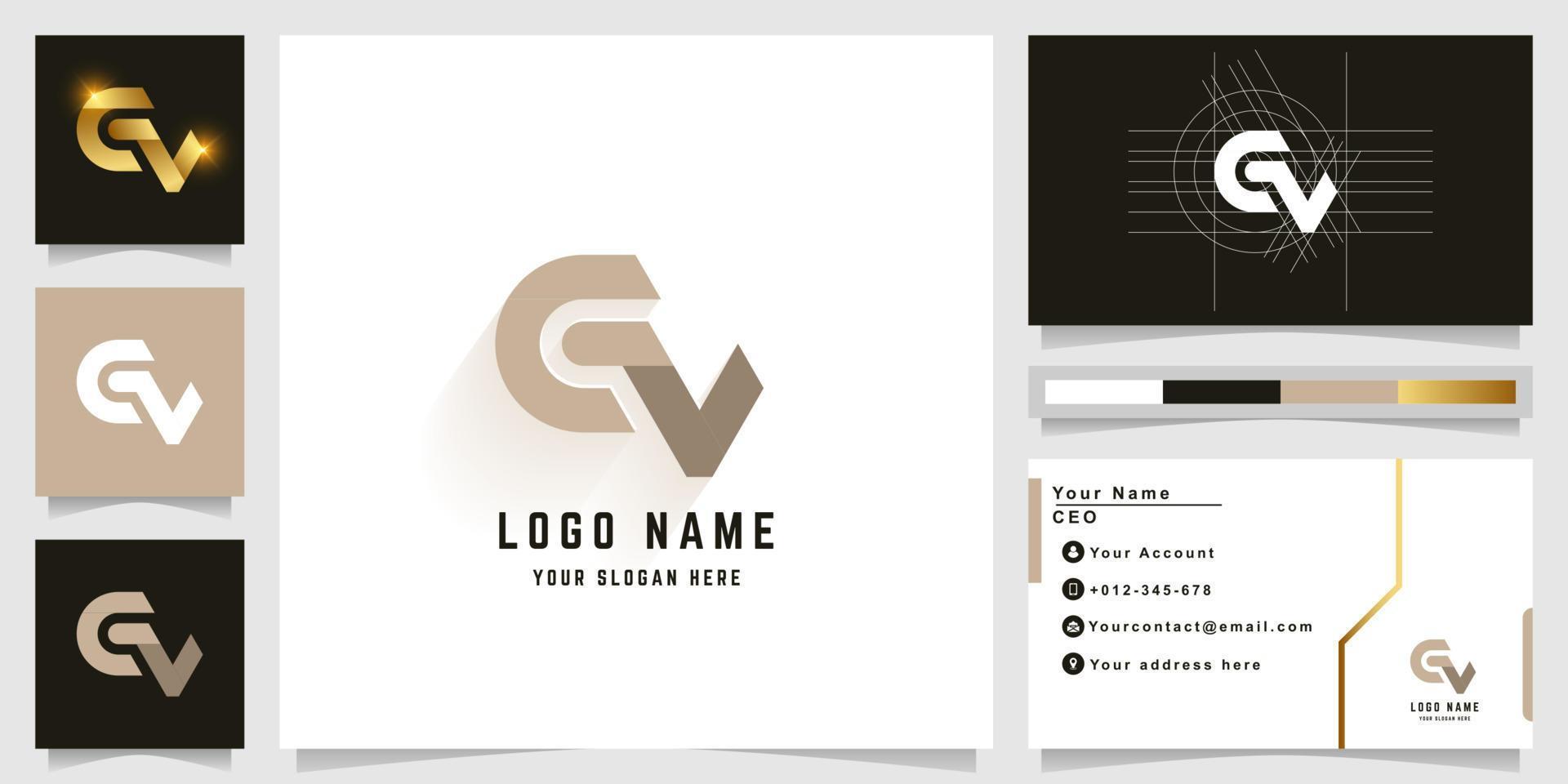 letra cv ou logotipo de monograma gv com design de cartão de visita vetor