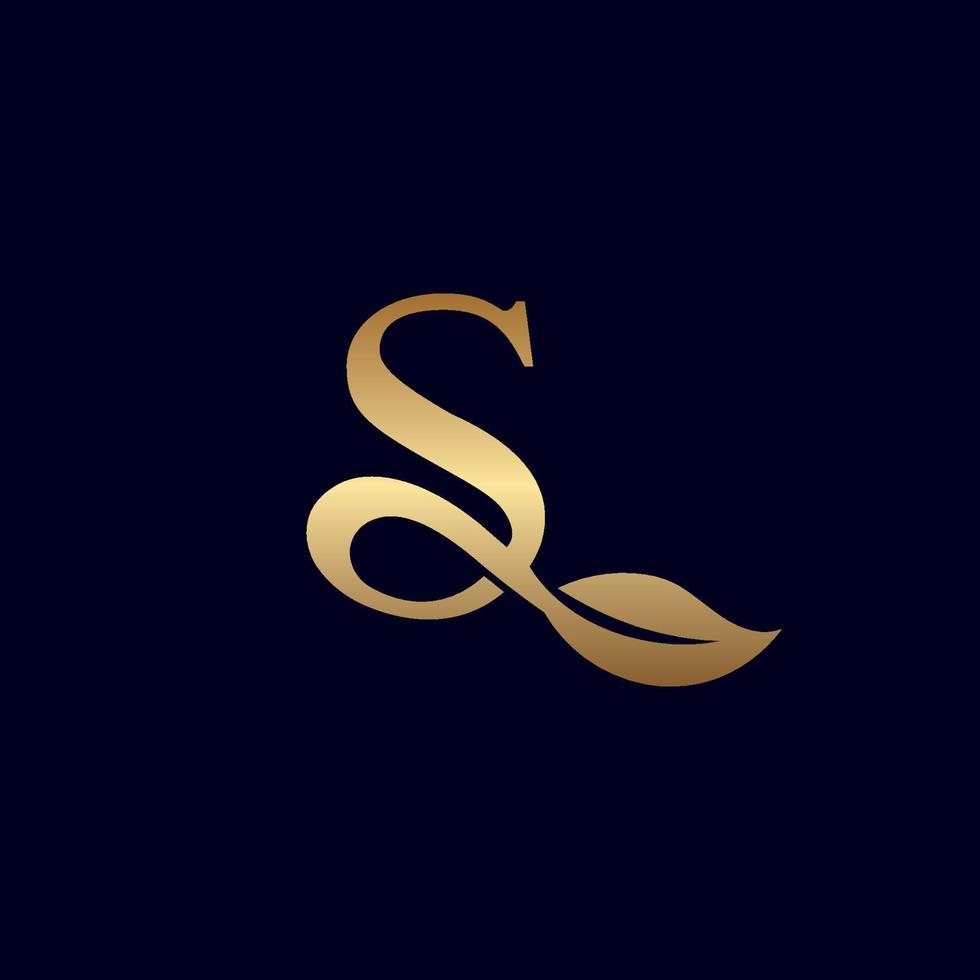 logotipo de ouro s com folha vetor