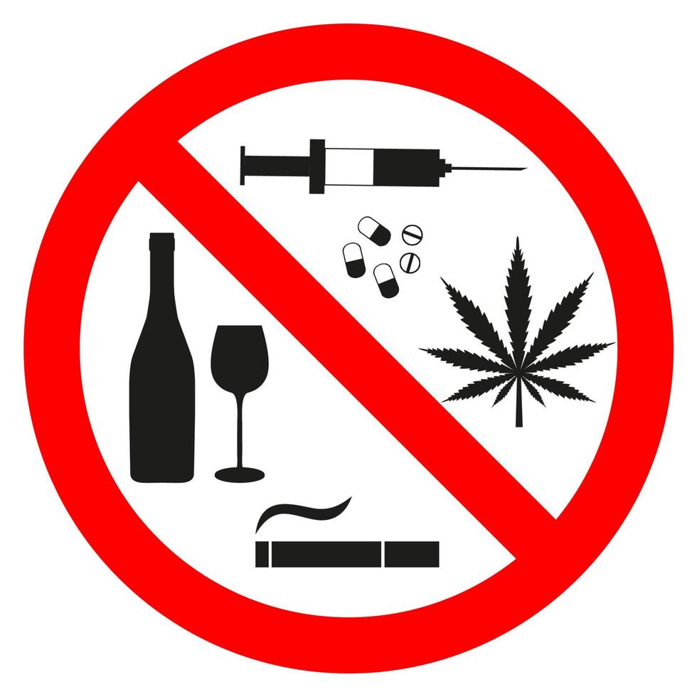 ilustração de sinal de drogas proibidas vetor