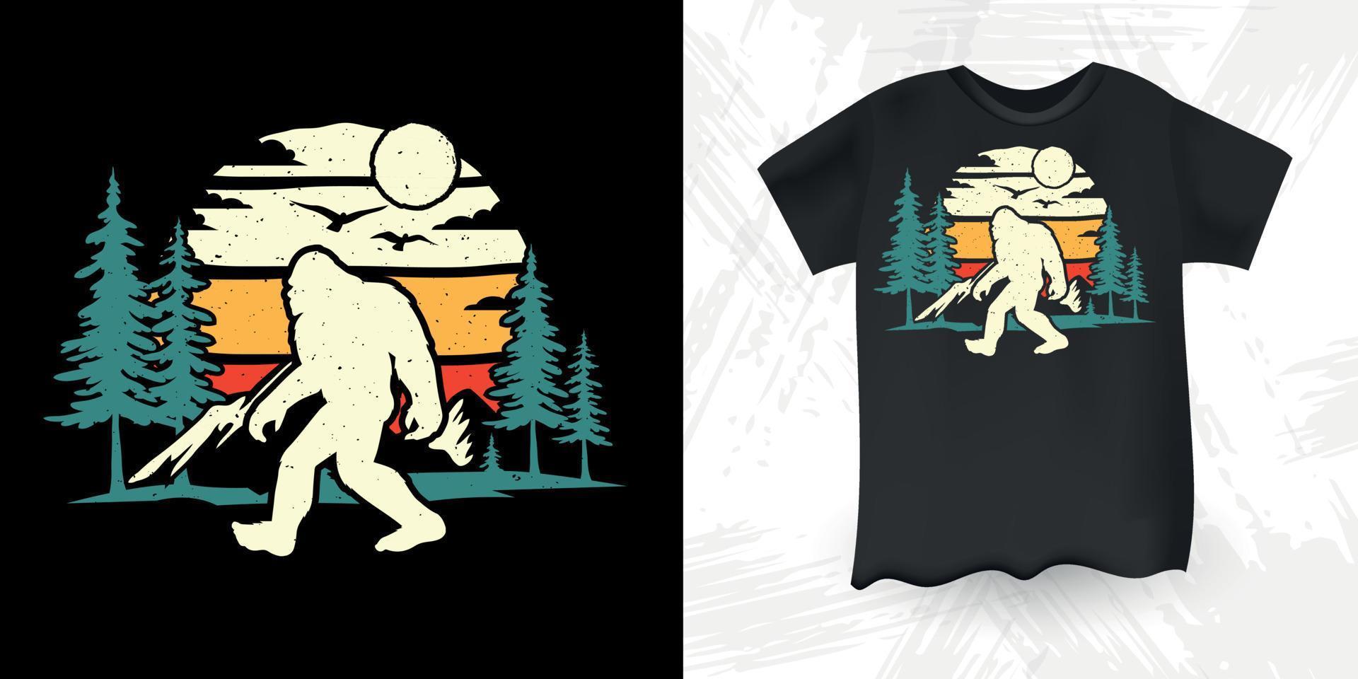 design de t-shirt bigfoot do dia dos pais retro vintage engraçado sasquatch vetor