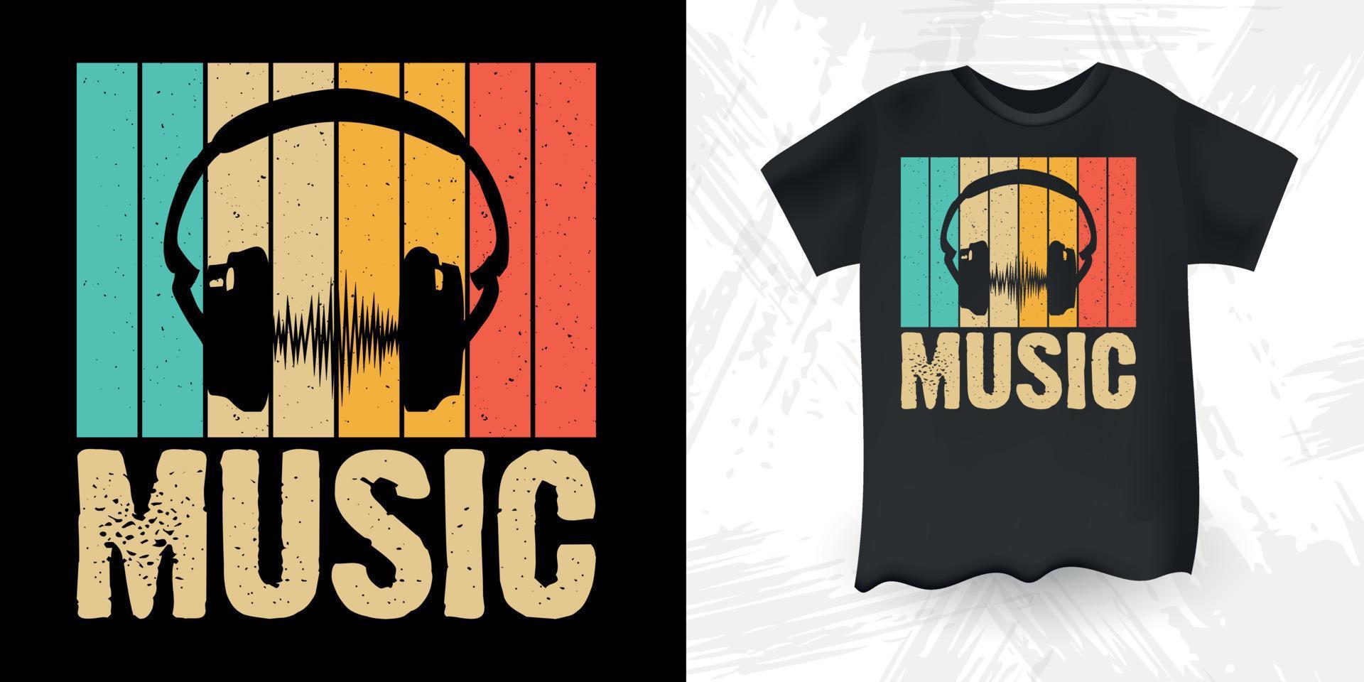 música engraçado dj amante da música retrô música vintage dj design de camiseta vetor