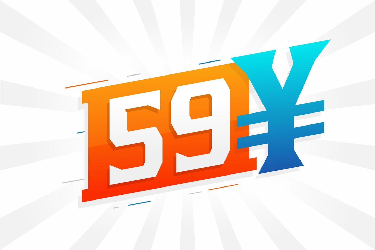 Símbolo de texto de vetor de moeda chinesa de 59 yuan. Vetor de estoque de dinheiro de moeda japonesa de 59 ienes