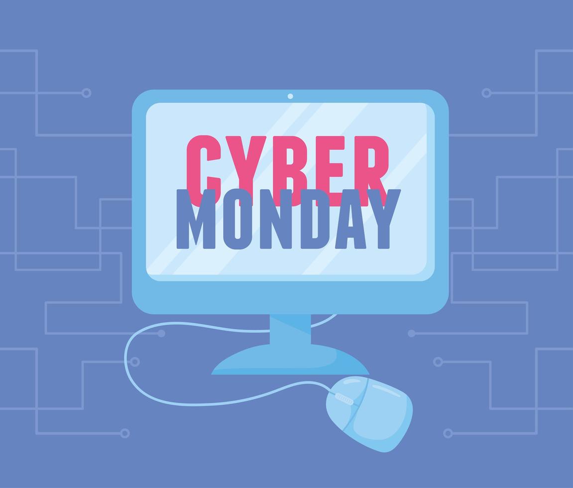 cyber segunda-feira. tecnologia de monitor de computador vetor