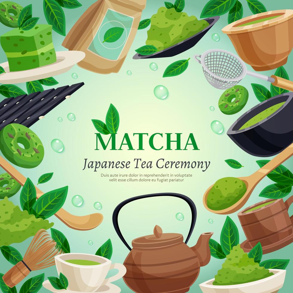 fundo de chá matcha vetor