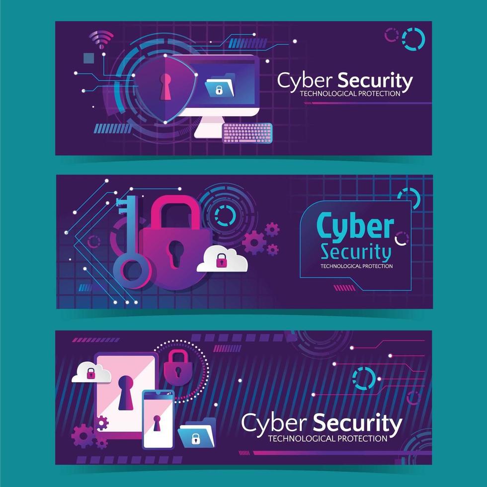 banner futurístico da web do dia da segurança cibernética vetor