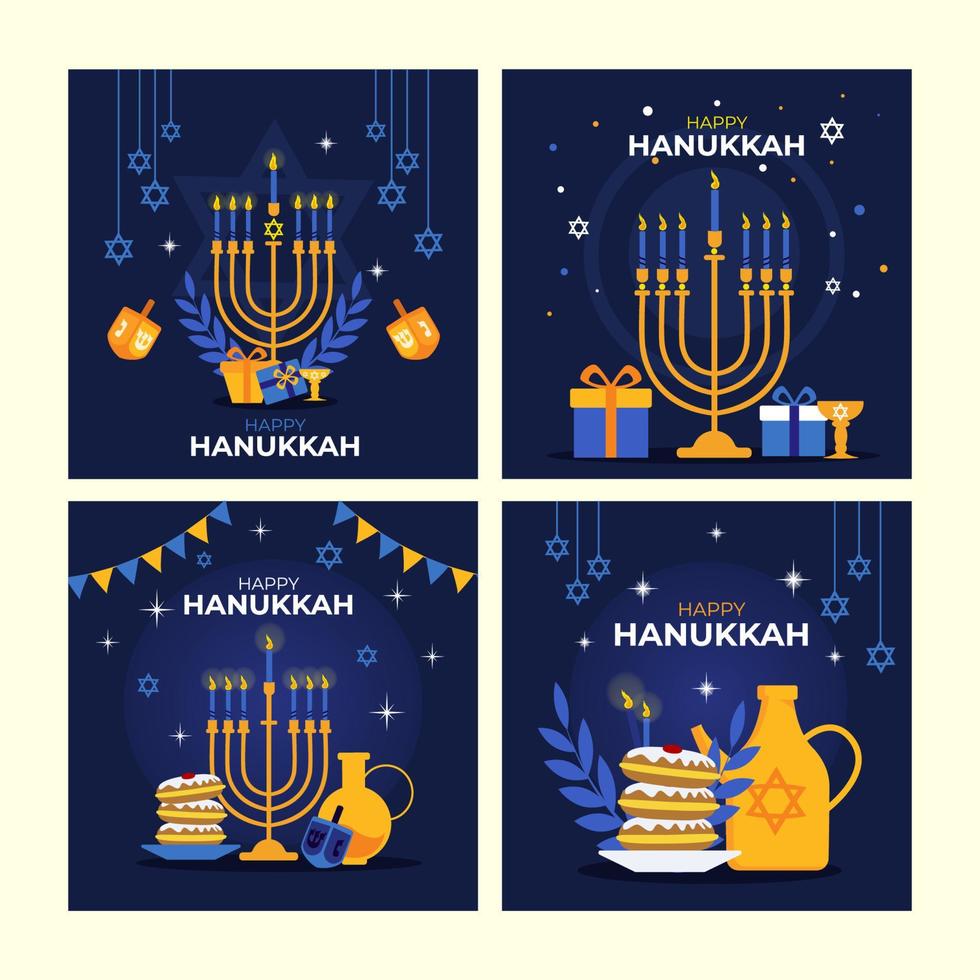 modelo de mídia social hanukkah vetor