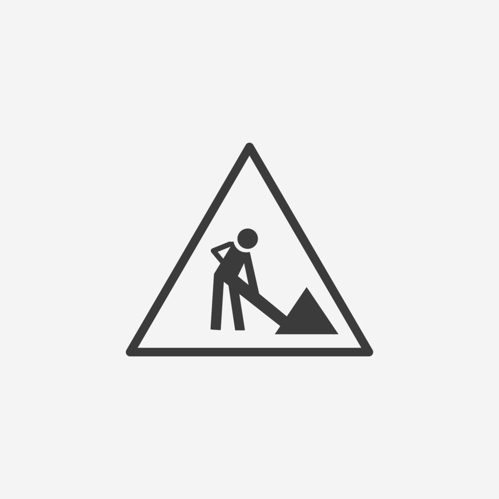estrada, trabalho, perigo, aviso, ícone de construção vector isolado símbolo sinal
