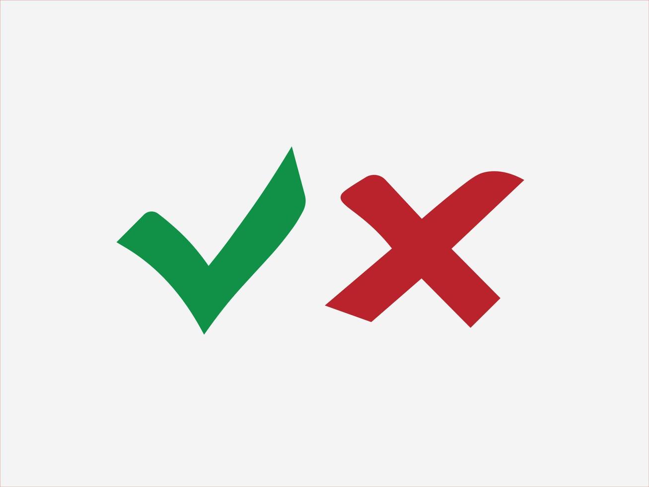 marca de seleção, vetor de ícone de lista de verificação. assinale e cruze os sinais. marca de seleção verde ok e ícone vermelho x errado. sim ou nenhum vetor de ícone.