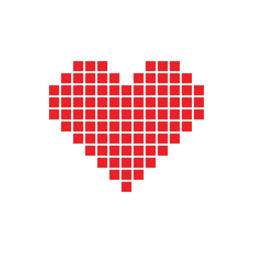 eps10 vermelho vetor pixel art coração abstrato sólido ícone isolado no fundo branco. símbolo de amor em um estilo moderno simples e moderno para o design do seu site, logotipo e aplicativo móvel