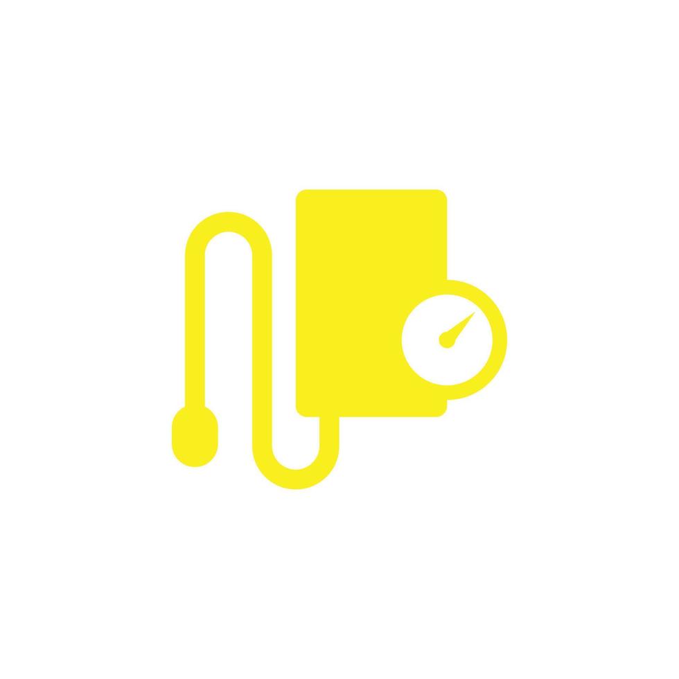 eps10 dispositivo verificador de pressão arterial de vetor amarelo ou ícone sólido de ferramenta isolado no fundo branco. símbolo do tonômetro em um estilo moderno simples e moderno para o design do seu site, logotipo e aplicativo móvel