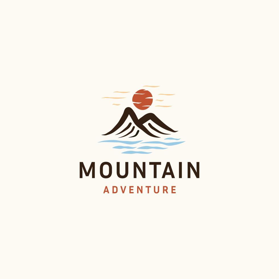 vetor plano de modelo de design de ícone de logotipo de montanha