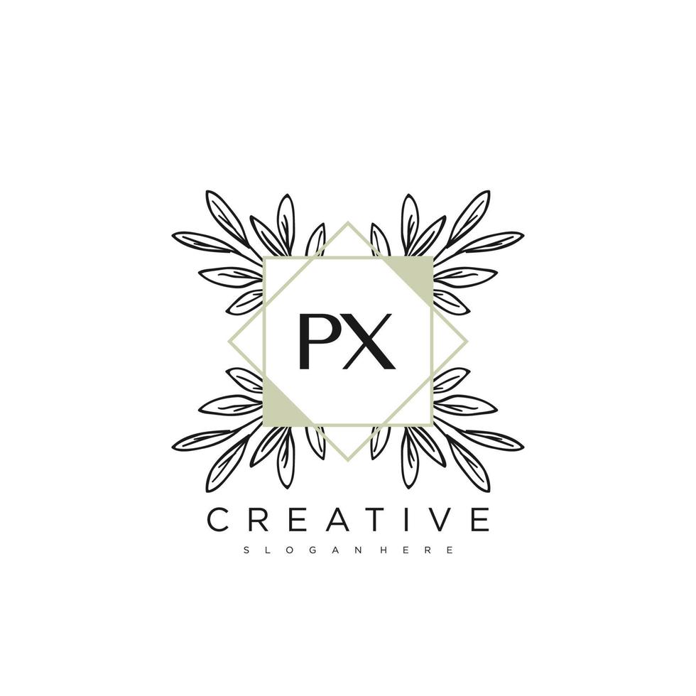 px carta inicial flor logotipo modelo vetor arte vetorial premium