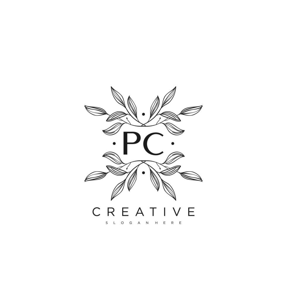 vetor de modelo de logotipo de flor de letra inicial pc arte vetorial premium