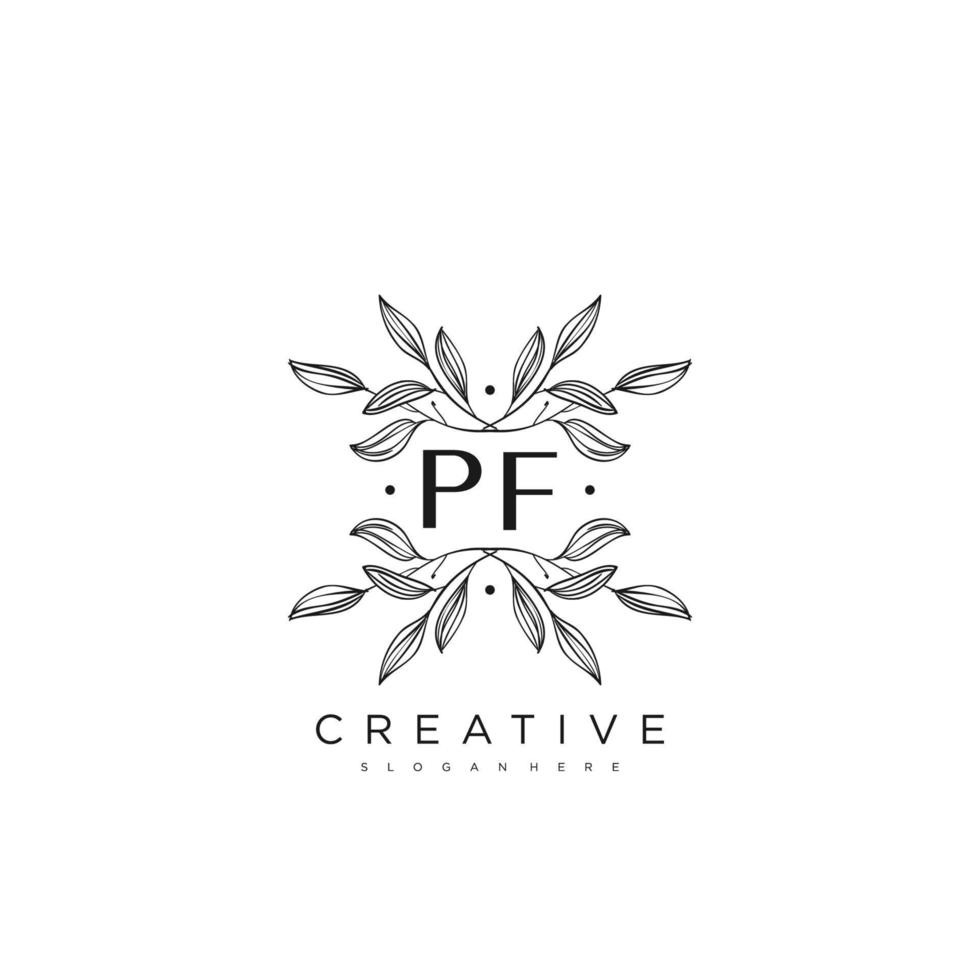 pf carta inicial flor logotipo modelo vetor arte vetorial premium