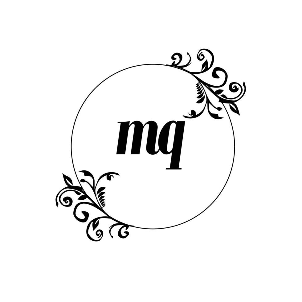 inicial mq logotipo monograma letra elegância feminina vetor