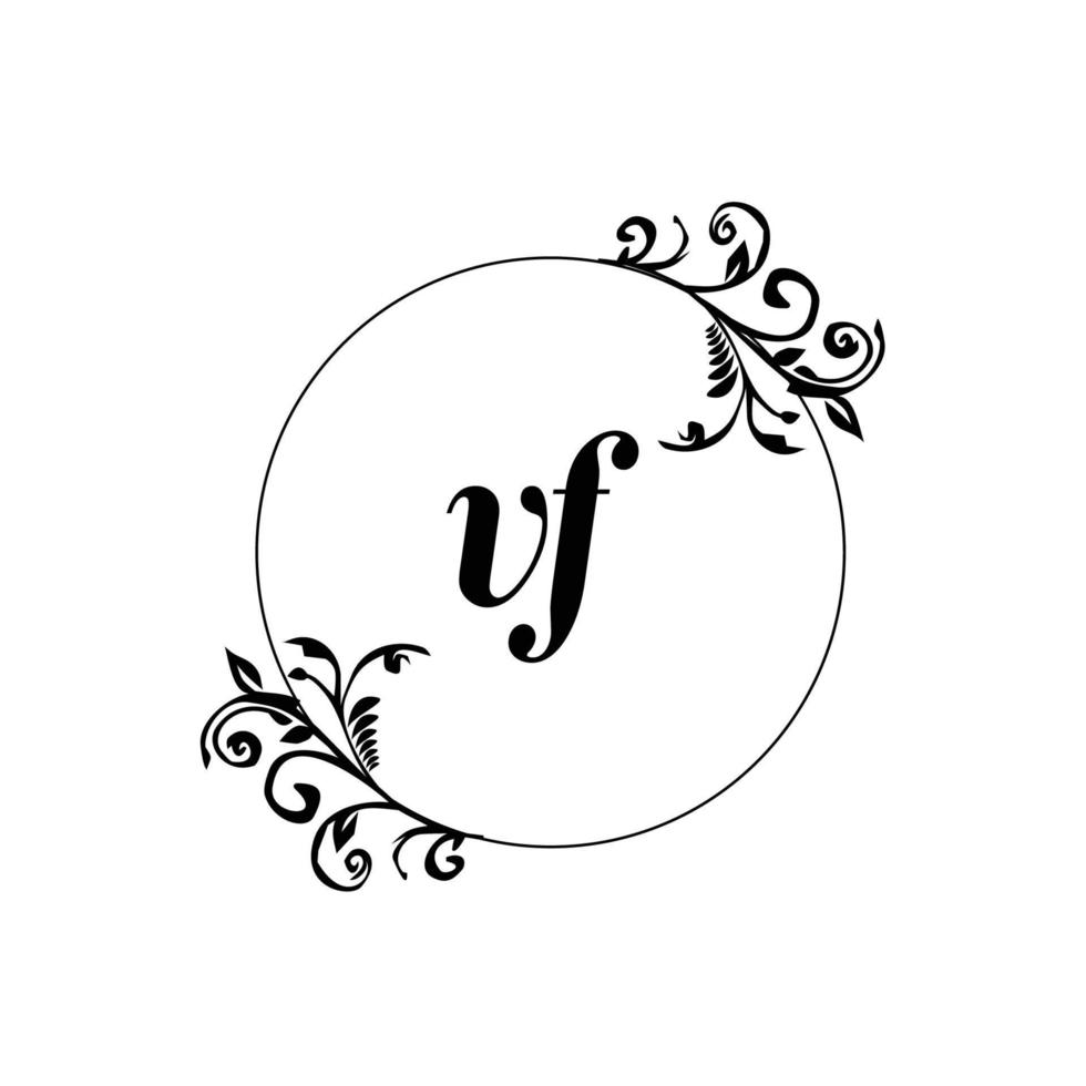 inicial vf logotipo monograma letra elegância feminina vetor