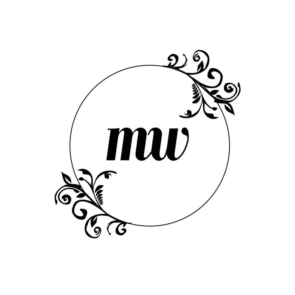 inicial mw logotipo monograma letra elegância feminina vetor