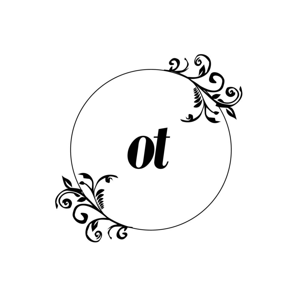 inicial ot logotipo monograma letra elegância feminina vetor