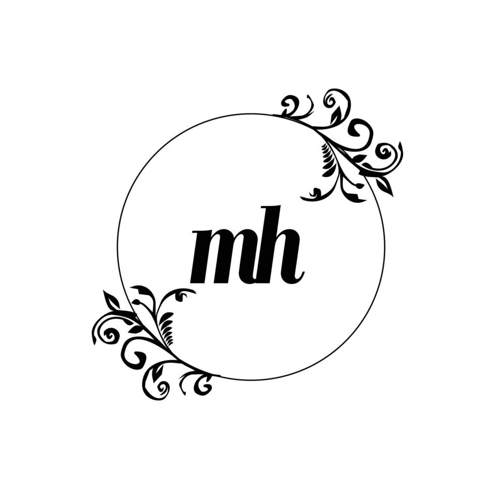 inicial mh logotipo monograma letra elegância feminina vetor