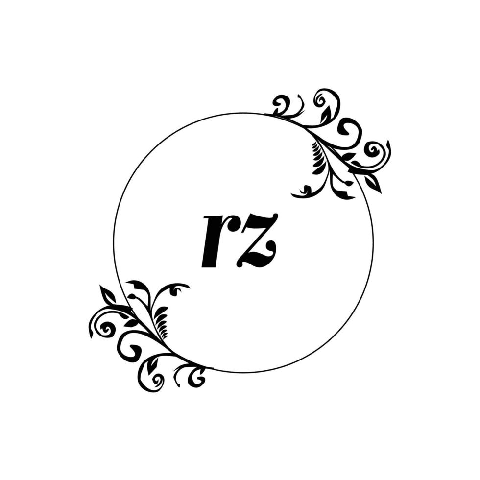 inicial rz logotipo monograma letra elegância feminina vetor