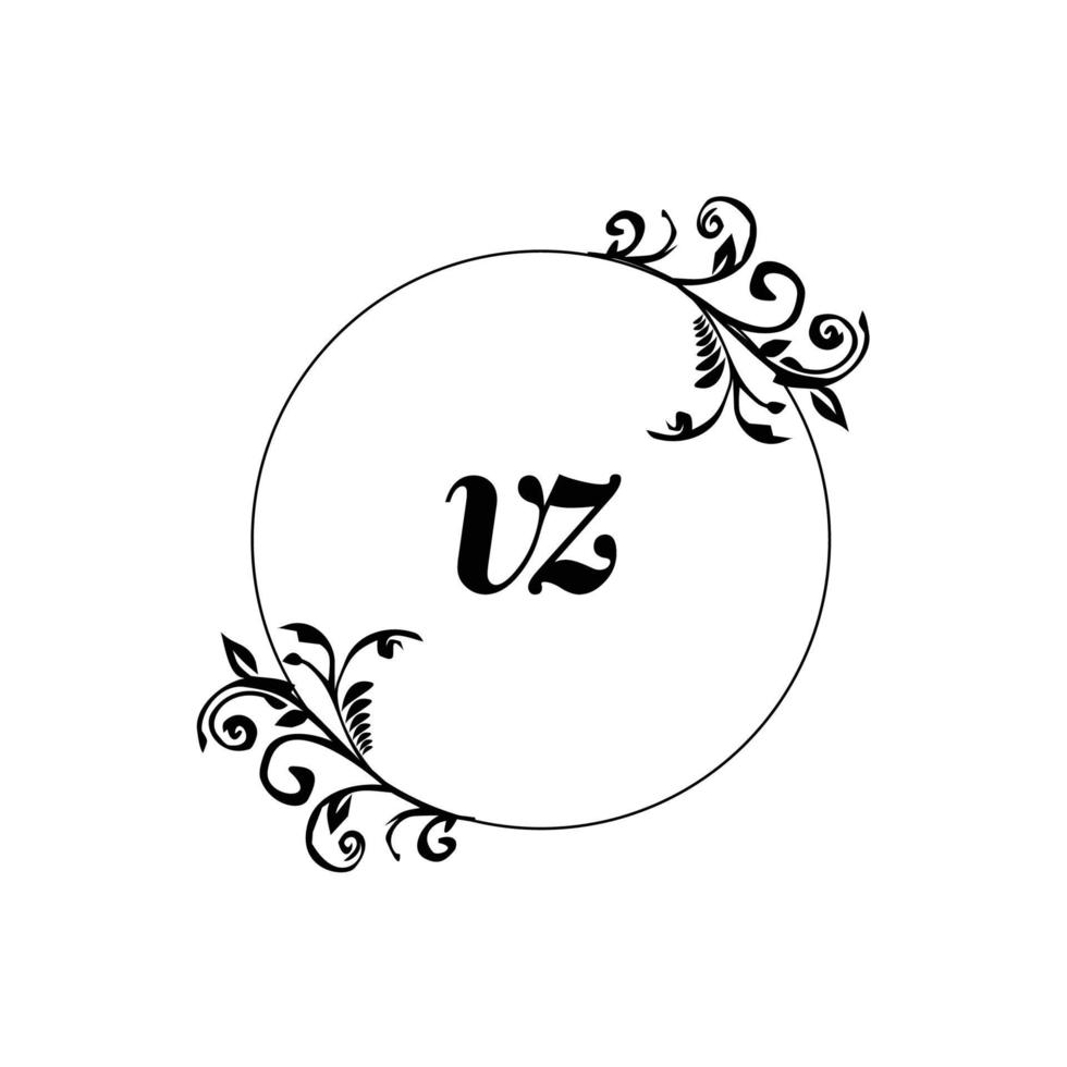 inicial vz logotipo monograma letra elegância feminina vetor