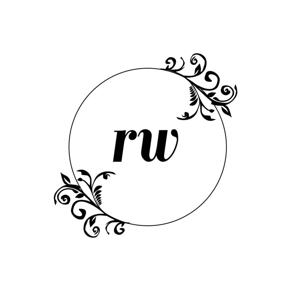 inicial rw logotipo monograma letra elegância feminina vetor