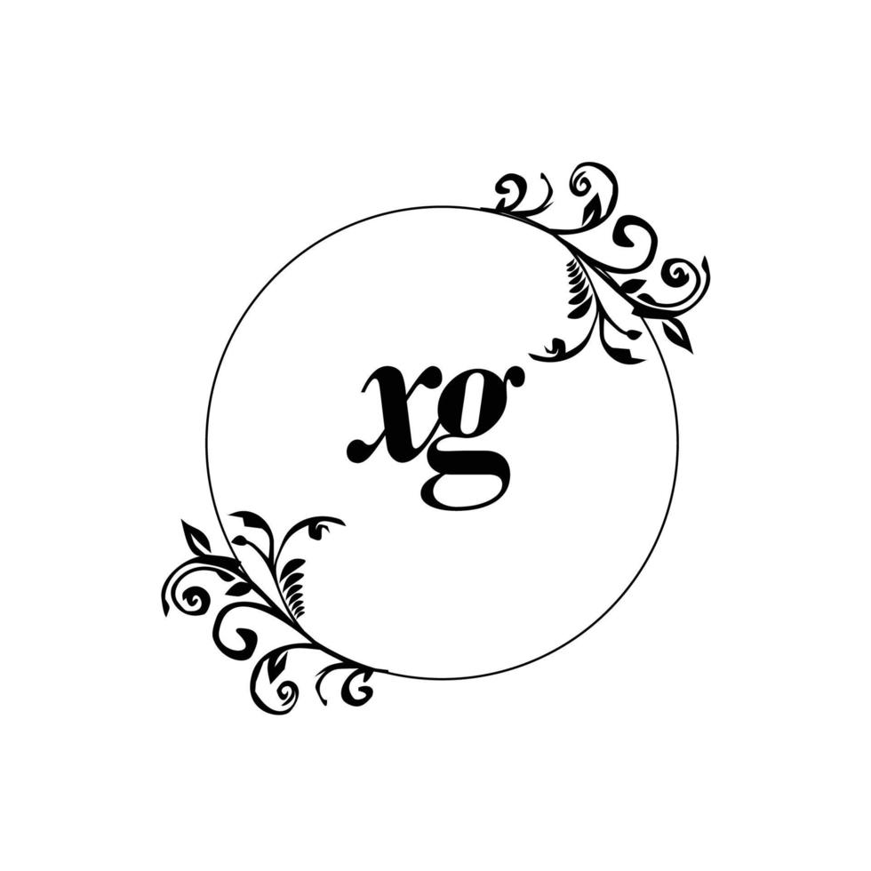 inicial xg logotipo monograma letra elegância feminina vetor