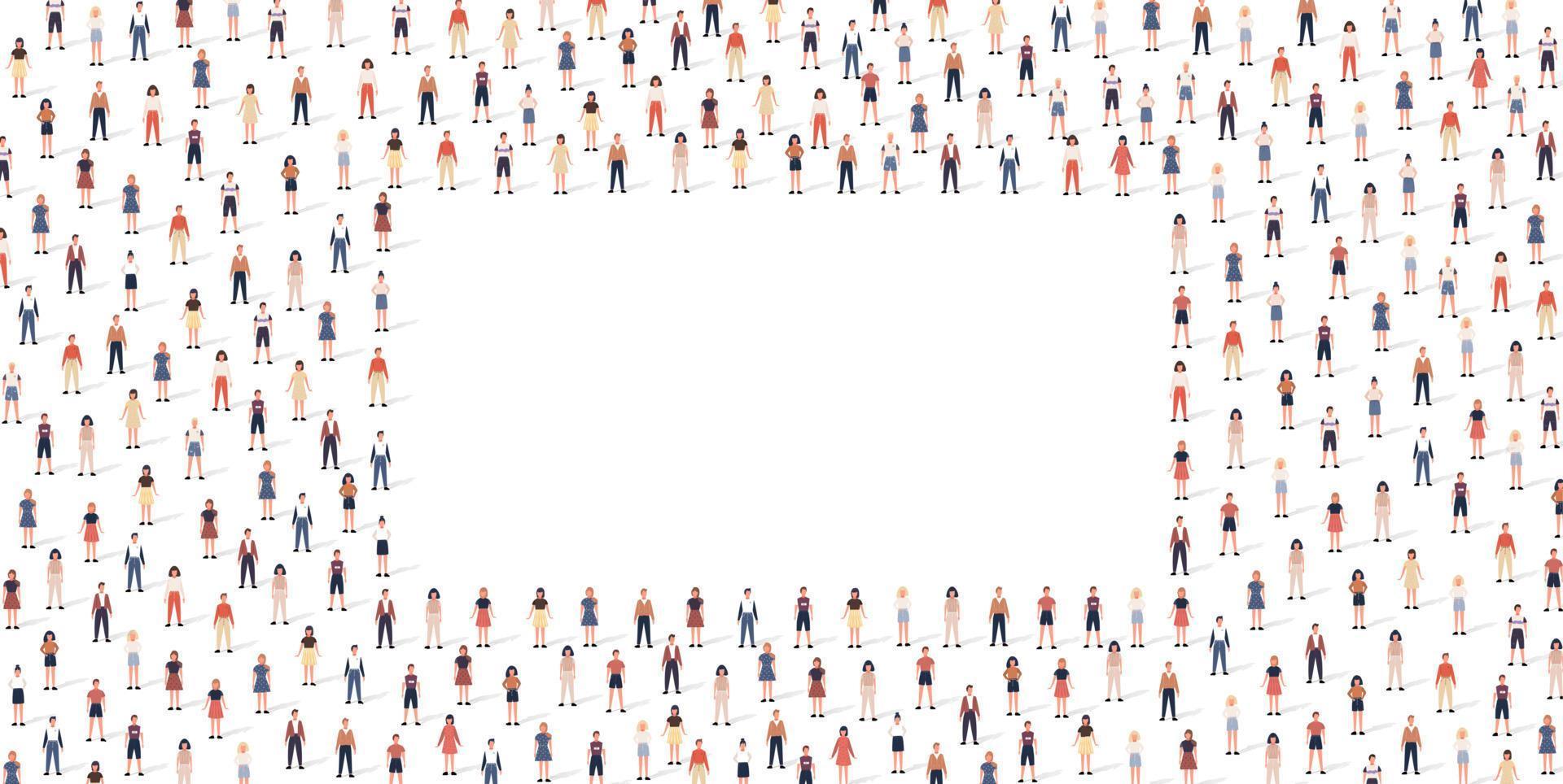 padrão de pessoas multidão definido em estilo simples. ilustração vetorial homens e mulheres isolados no fundo branco vetor
