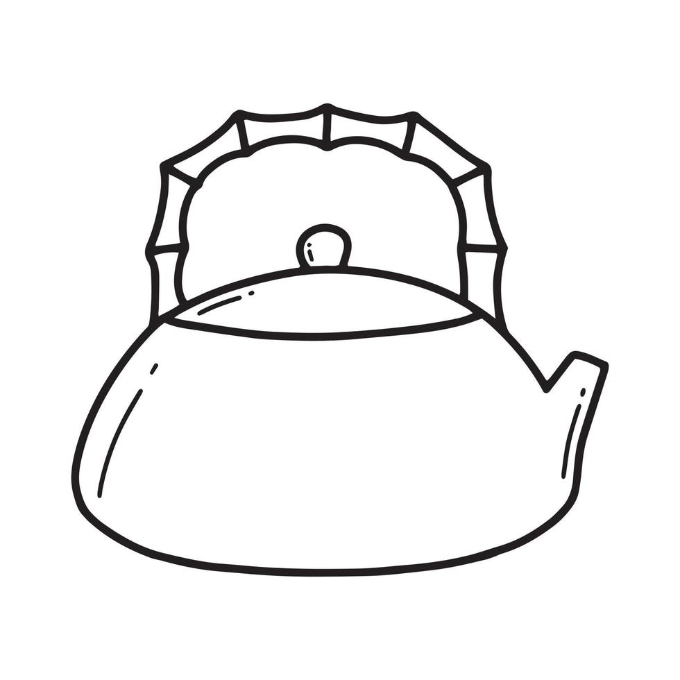bule em estilo doodle. bule isolado em um fundo branco. porcelana, bule de cerâmica para a cerimônia do chá. ilustração vetorial. vetor