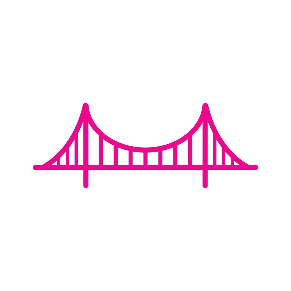 eps10 ícone de arte de linha ponte Golden Gate vector rosa isolado no fundo branco. símbolo de contorno de ponte suspensa em um estilo moderno simples e moderno para o design do seu site, logotipo e aplicativo móvel