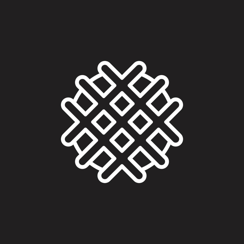 ícone de arte linha abstrata waffle vetor eps10 branco isolado no fundo preto. símbolo de contorno de waffle em um estilo moderno simples e moderno para o design do seu site, logotipo e aplicativo móvel