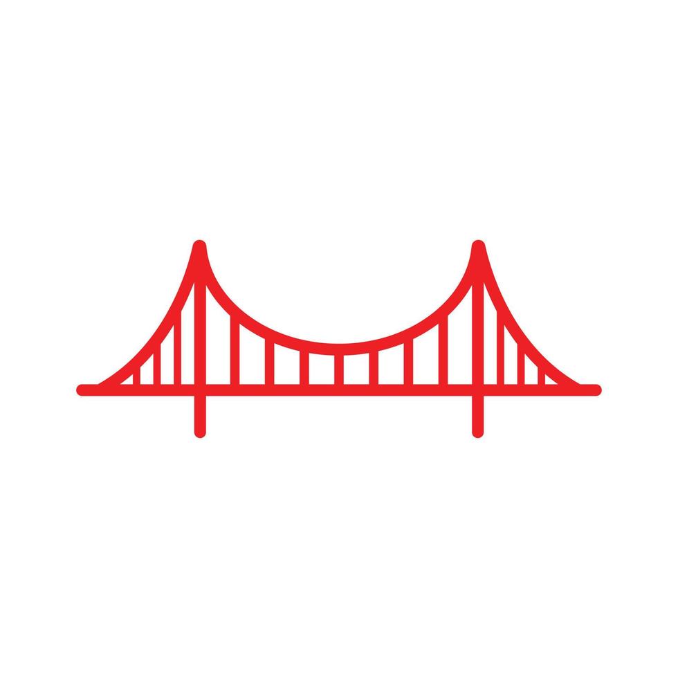 eps10 vermelho vector golden gate bridge linha arte ícone isolado no fundo branco. símbolo de contorno de ponte suspensa em um estilo moderno simples e moderno para o design do seu site, logotipo e aplicativo móvel