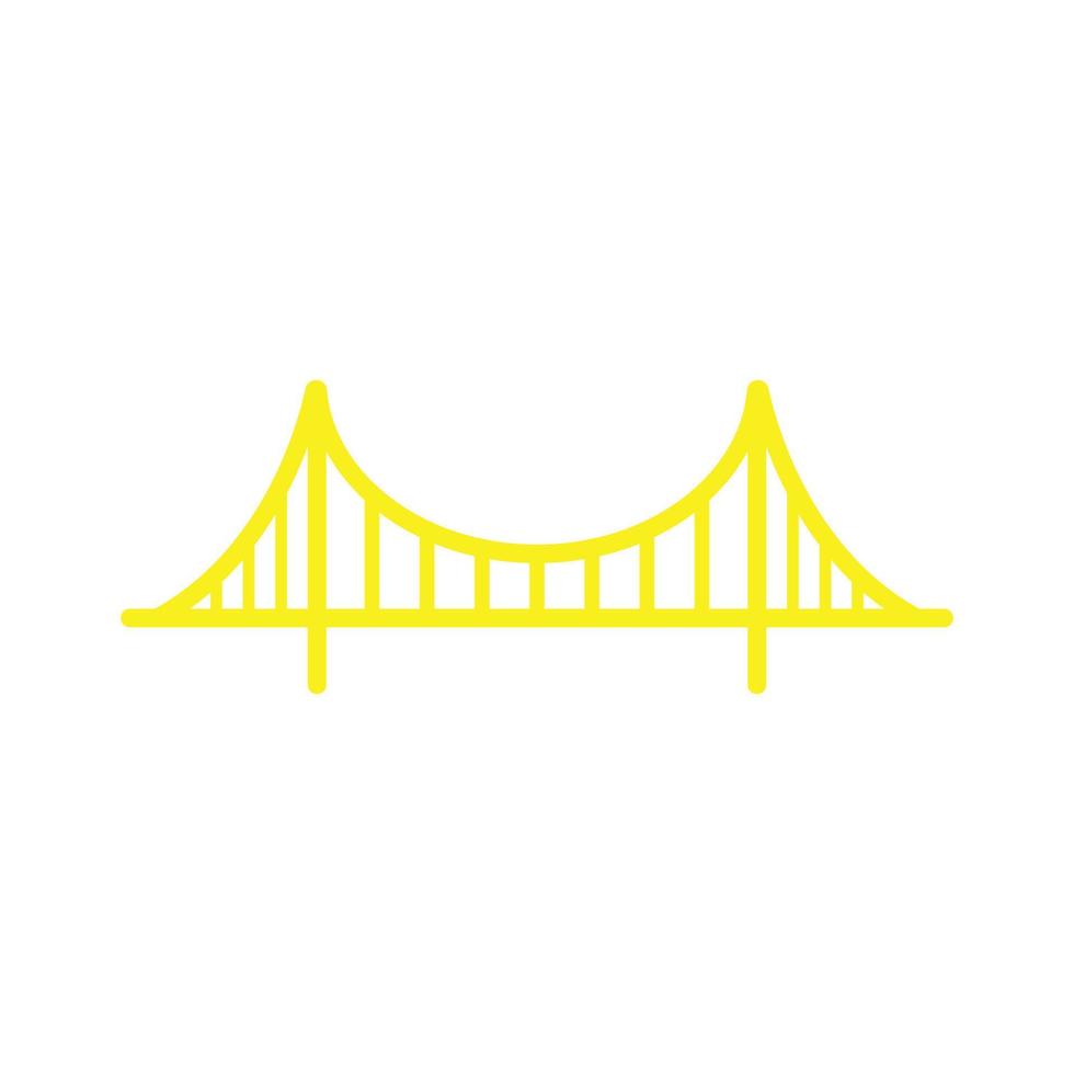 eps10 amarelo vector golden gate bridge linha arte ícone isolado no fundo branco. símbolo de contorno de ponte suspensa em um estilo moderno simples e moderno para o design do seu site, logotipo e aplicativo móvel