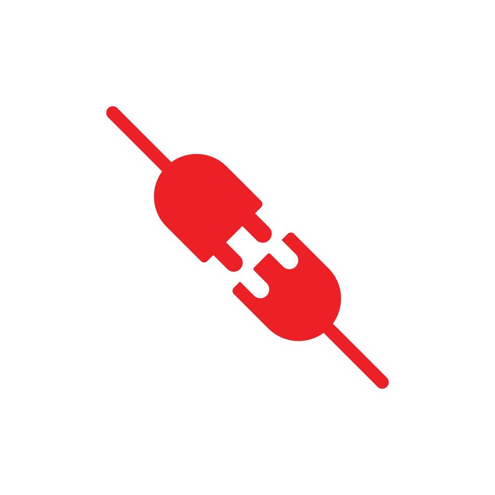 tomada elétrica de vetor vermelho eps10 com um ícone de arte sólido plug isolado no fundo branco. símbolo de desconexão em um estilo moderno simples e moderno para o design do site, logotipo e aplicativo móvel