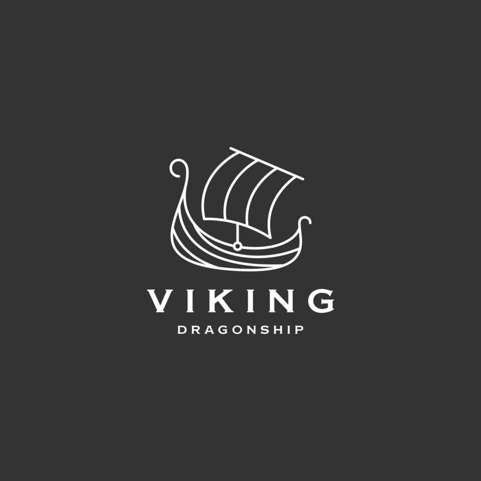 vetor plano de modelo de design de logotipo de navio viking