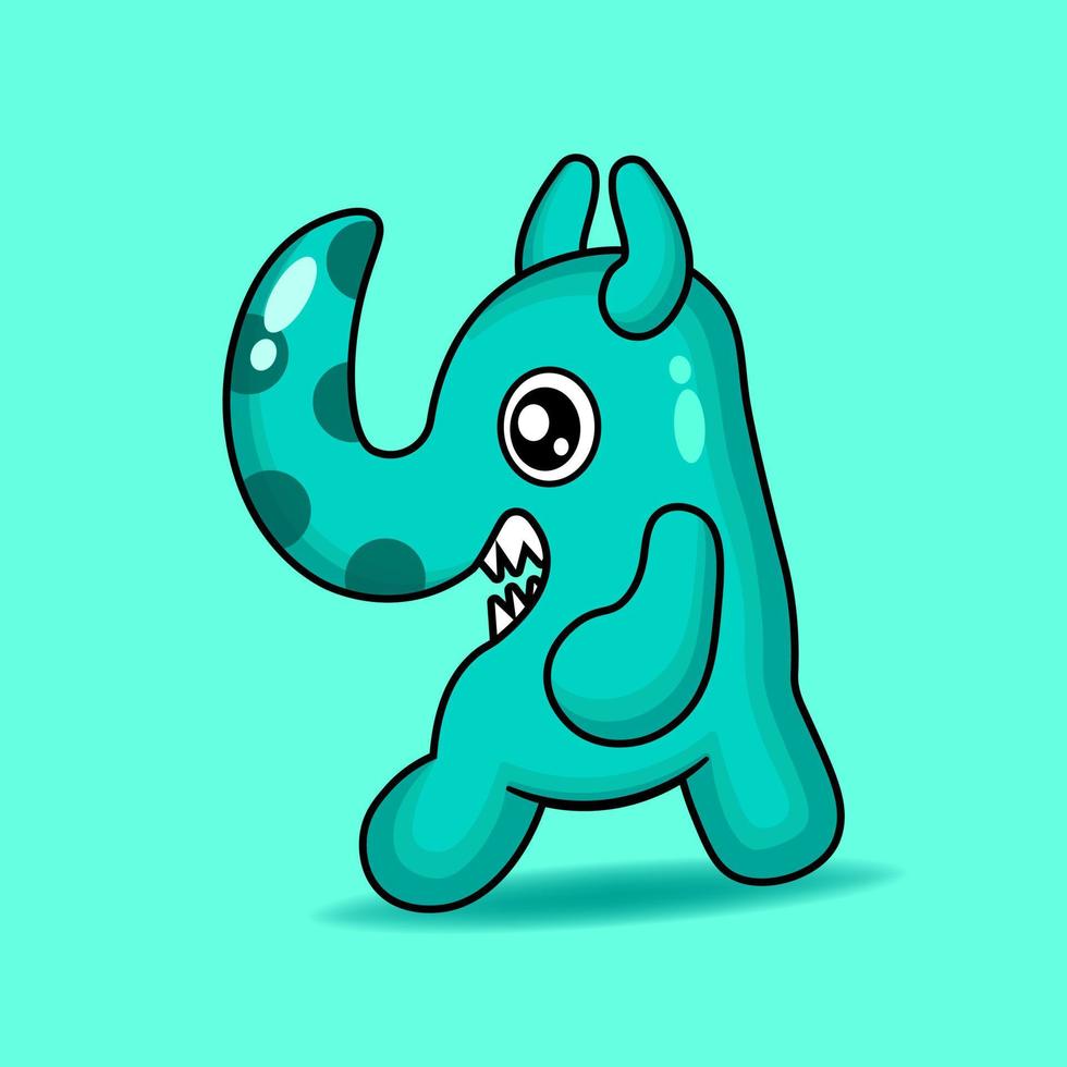 mascote de design de ilustração de monstro kawaii fofo vetor