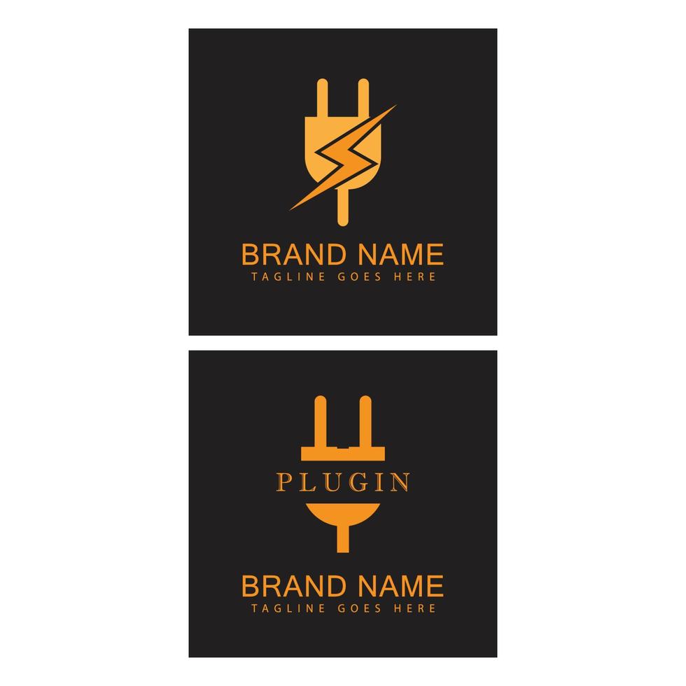 design plano de vetor de logotipo de ícone de plug-in elétrico