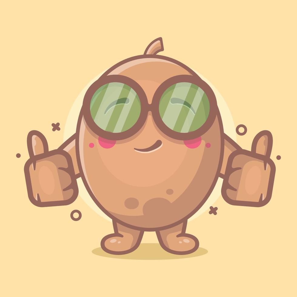 mascote de personagem de kiwi inteligente com o polegar para cima gesto isolado cartoon em design de estilo simples vetor