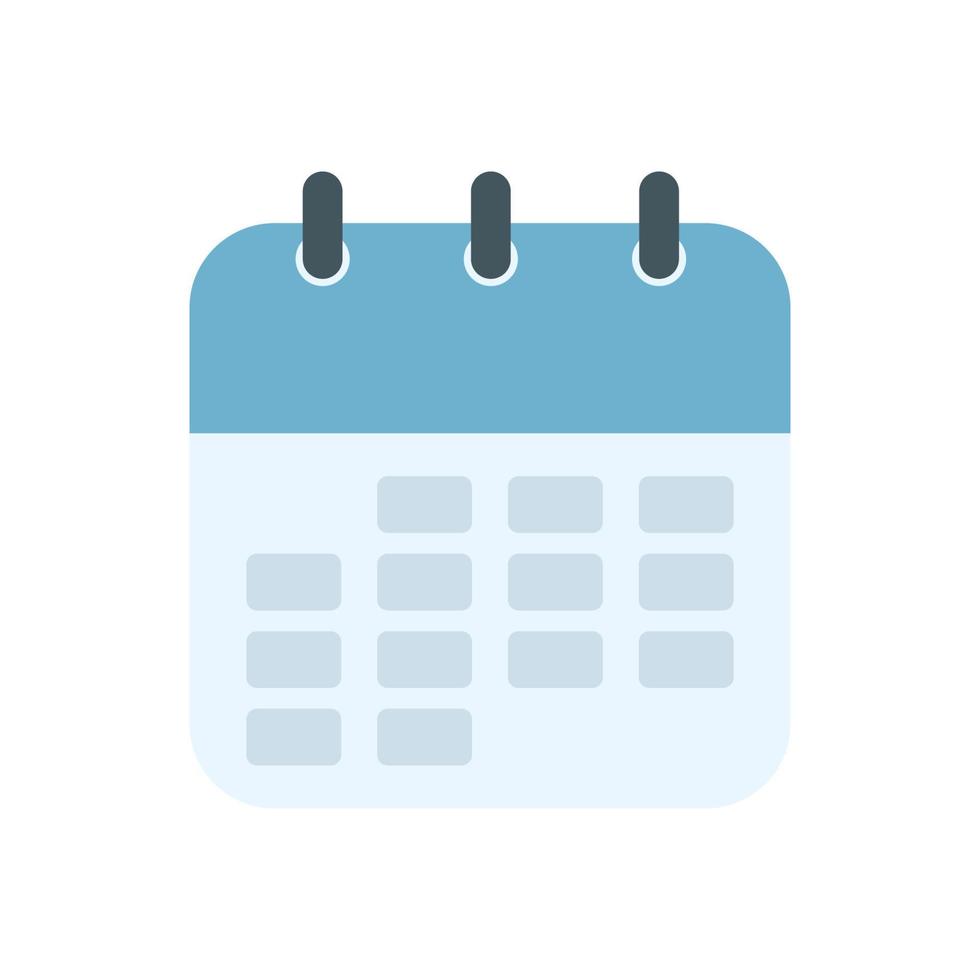 ícone plano de calendário isolado no fundo branco vetor