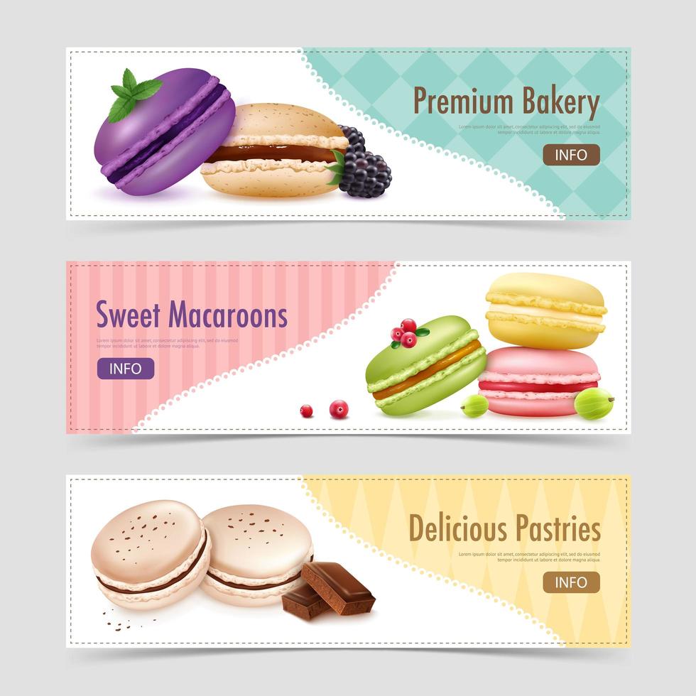 conjunto de banners verticais de macaroon vetor