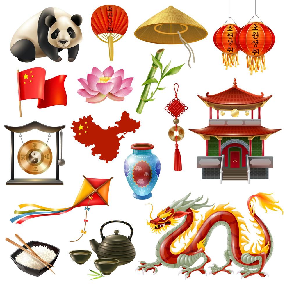 conjunto de viagens china vetor