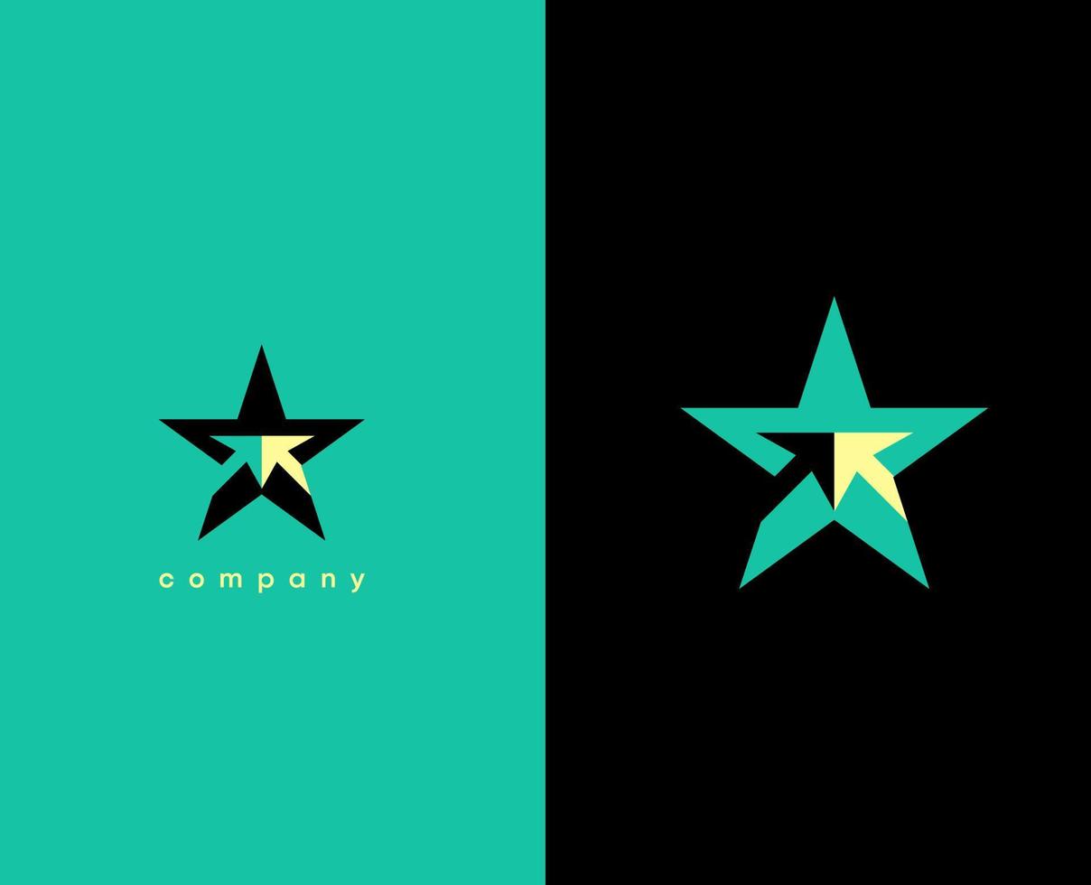 logotipo de seta em estrela. fase de fusão de setas e ícone de estrela. estilo de linha pode ser usado para logotipos de empresas e marcas. elemento de modelo de design de logotipo de vetor plana.