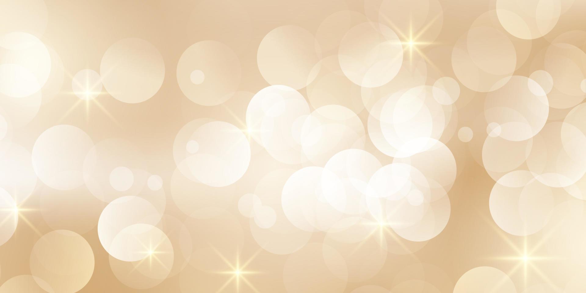 design de banner de natal dourado com luzes e estrelas de bokeh vetor