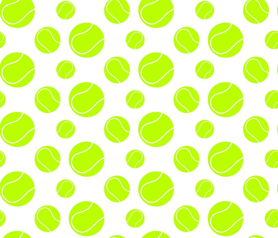 padrão sem emenda de bola verde grande jogo de tênis isolado no vetor de fundo branco. cenário de equipamento de jogo dos desenhos animados doodle esporte.