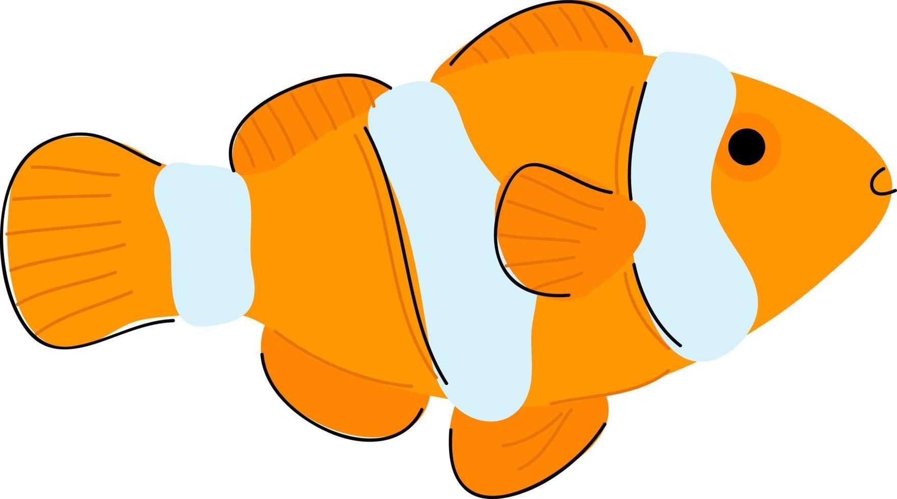 peixe-palhaço do oceano de estilo desenhado à mão vetor