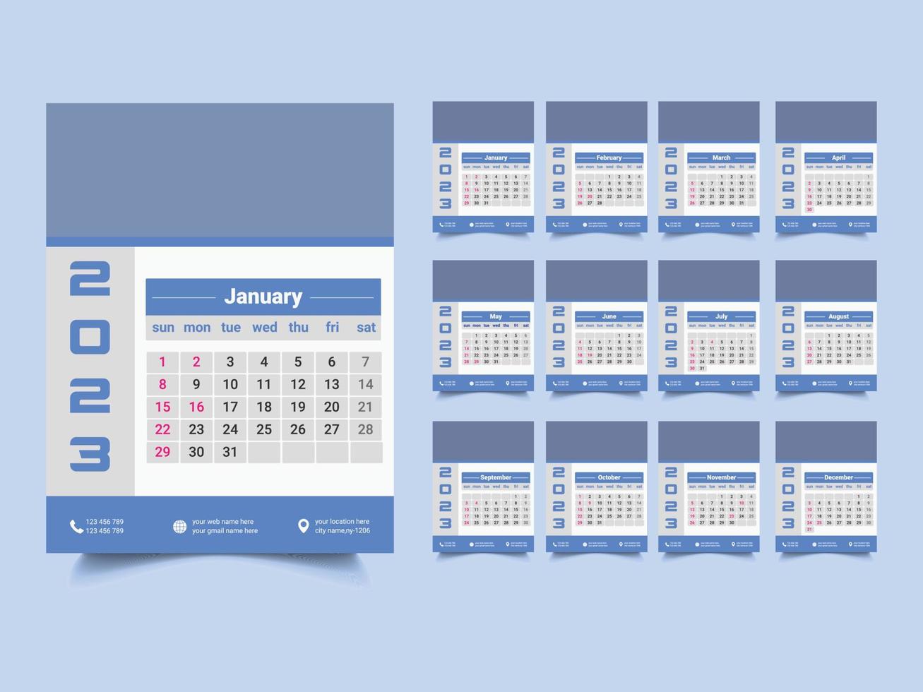 modelo de design de calendário de ano novo vetor