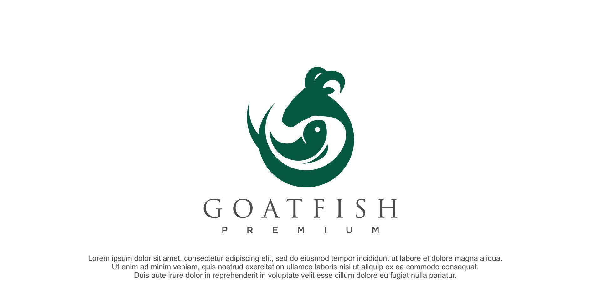 design de vetor de ilustração de ícone de cabra e peixe logotipo animal