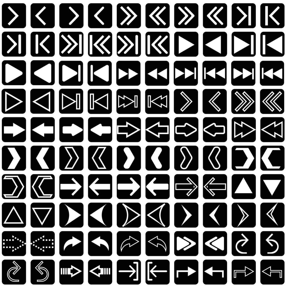 conjunto de ícones próximo e traseiro. ilustração de símbolo de seta para a direita e esquerda. coleções de vetores de setas. sinal de seta para o site. elementos abstratos para infográfico de negócios.